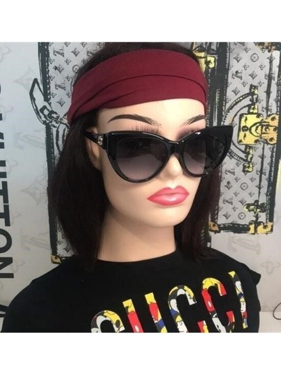 New Authentic Gucci GG0877S 001 Black Soft Cat-Eye Sunglasses Grey Gradient Lens main image 5